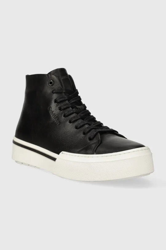 Δερμάτινα ελαφριά παπούτσια Calvin Klein HIGH TOP LACE UP μαύρο
