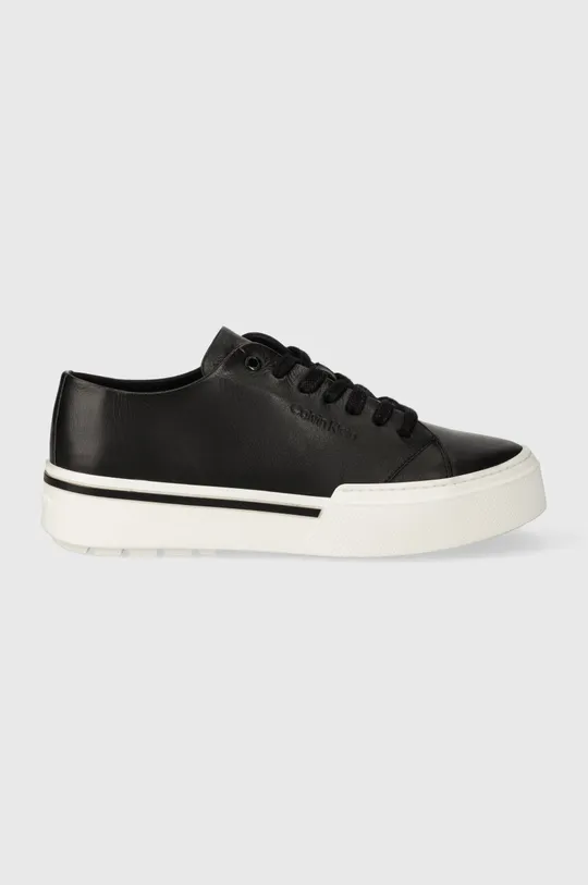 czarny Calvin Klein tenisówki skórzane LOW TOP LACE UP Męski