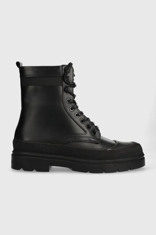 čierna Kožená obuv Calvin Klein LACE UP BOOT HIGH Pánsky