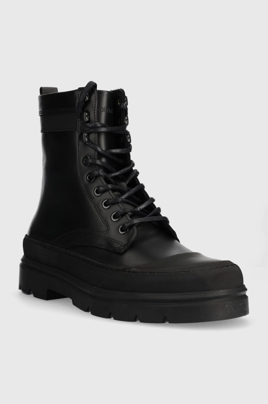 Calvin Klein buty skórzane LACE UP BOOT HIGH czarny