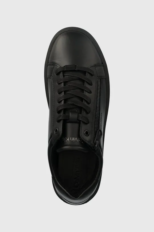 μαύρο Δερμάτινα αθλητικά παπούτσια Calvin Klein LOW TOP LACE UP W/ZIP RUBB