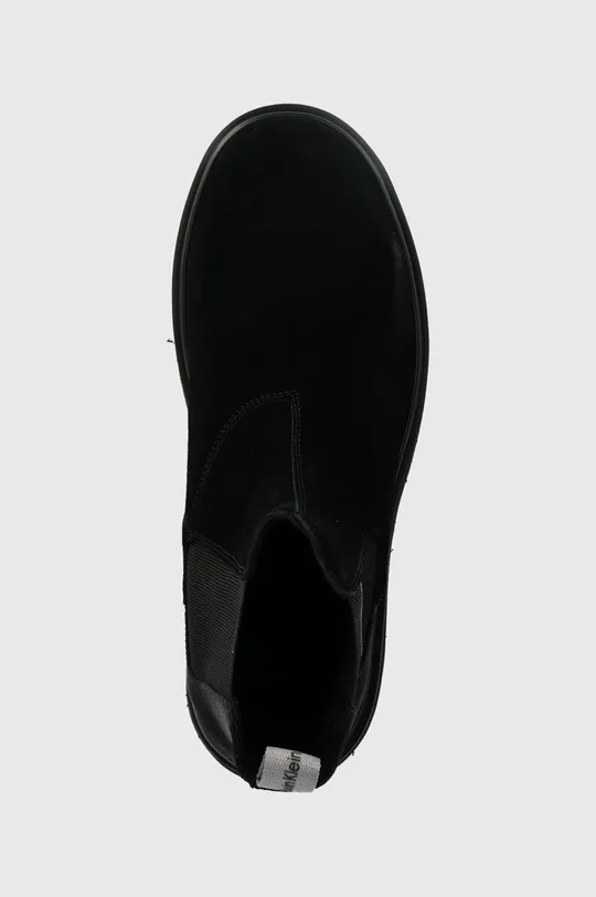 fekete Calvin Klein Jeans magasszárú cipő velúrból EVA MID CHELSEA BOOT SUEDE