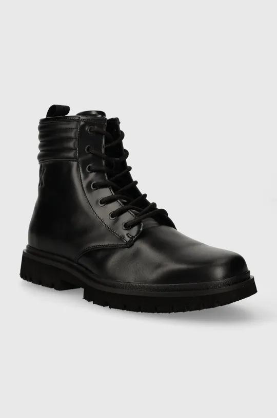 Calvin Klein Jeans bőr bakancs EVA MID LACEUP BOOT LTH fekete