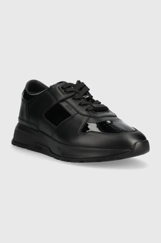 Δερμάτινα αθλητικά παπούτσια BOSS Zac μαύρο