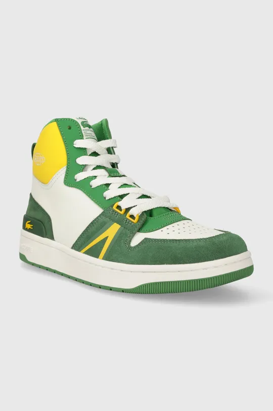 Кожаные кроссовки Lacoste L001 Leather Colorblock High-Top зелёный