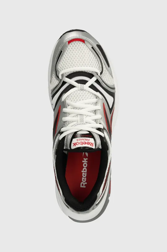 silver Reebok running shoes