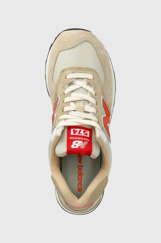 beige New Balance sneakers 574