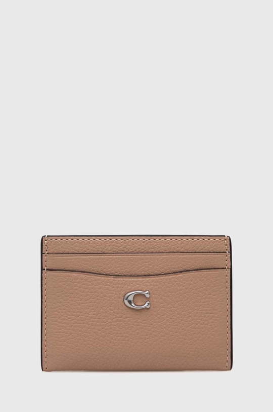 бежевый Кожаный чехол на карты Coach Essential Card Case Женский