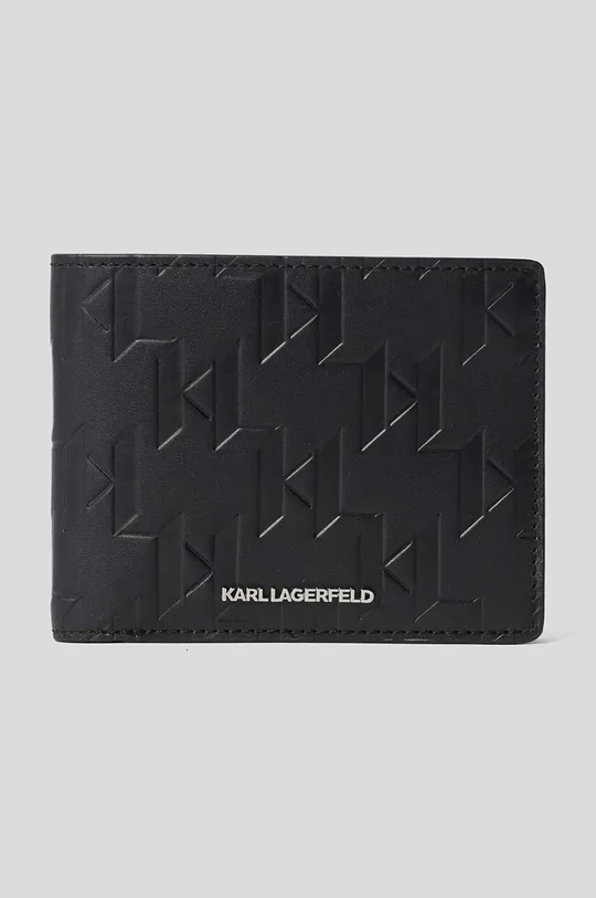 czarny Karl Lagerfeld portfel skórzany Męski