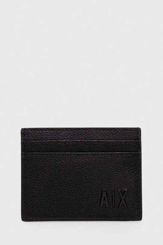 Шкіряний футляр для кредитних карт з брелоком Armani Exchange чорний