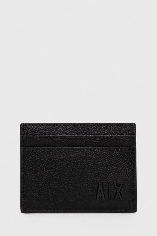 Armani Exchange etui na karty skórzane i brelok czarny