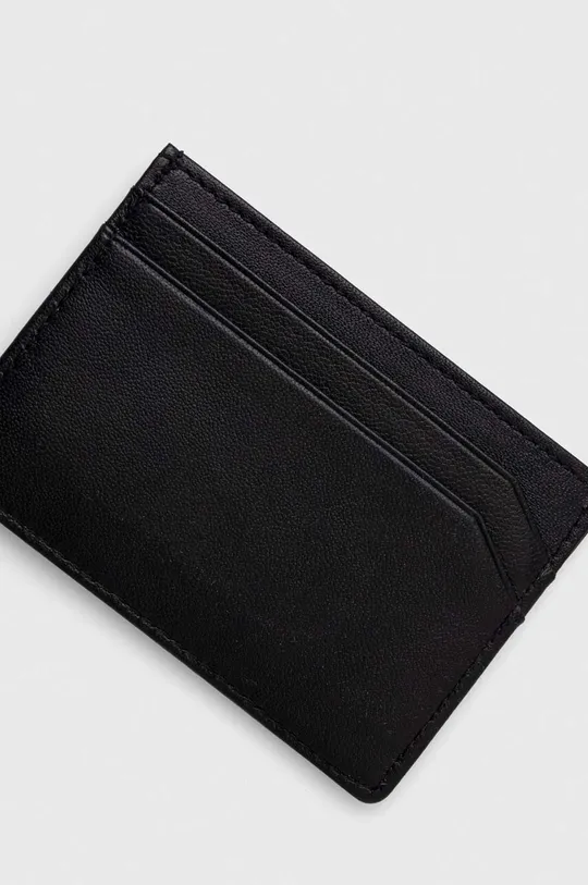 чорний Шкіряний футляр для кредитних карт з брелоком HUGO
