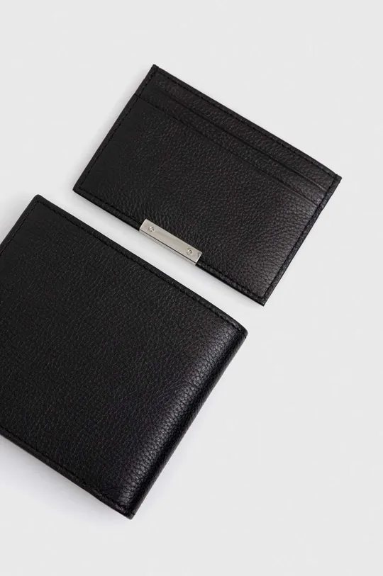 μαύρο Δερμάτινο πορτοφόλι και θήκη καρτών BOSS