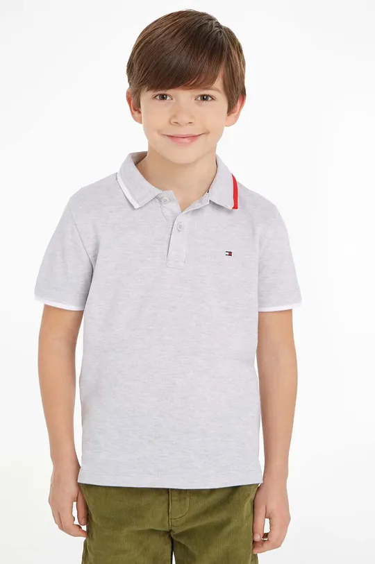 szary Tommy Hilfiger polo bawełniane dziecięce Chłopięcy