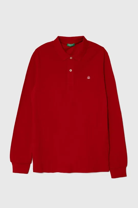 červená Detská bavlnená košeľa s dlhým rukávom United Colors of Benetton Chlapčenský