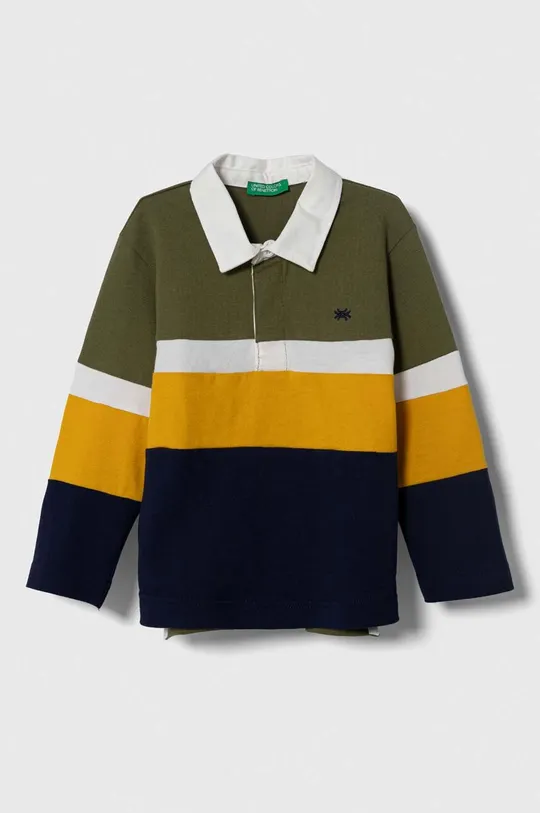 viacfarebná Detská bavlnená košeľa s dlhým rukávom United Colors of Benetton Chlapčenský
