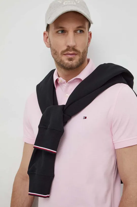 różowy Tommy Hilfiger polo Męski