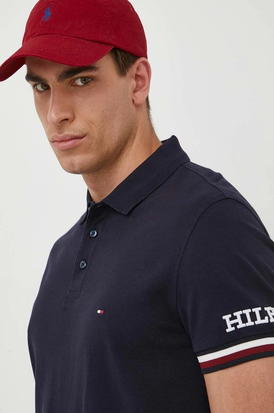 σκούρο μπλε Βαμβακερό μπλουζάκι πόλο Tommy Hilfiger