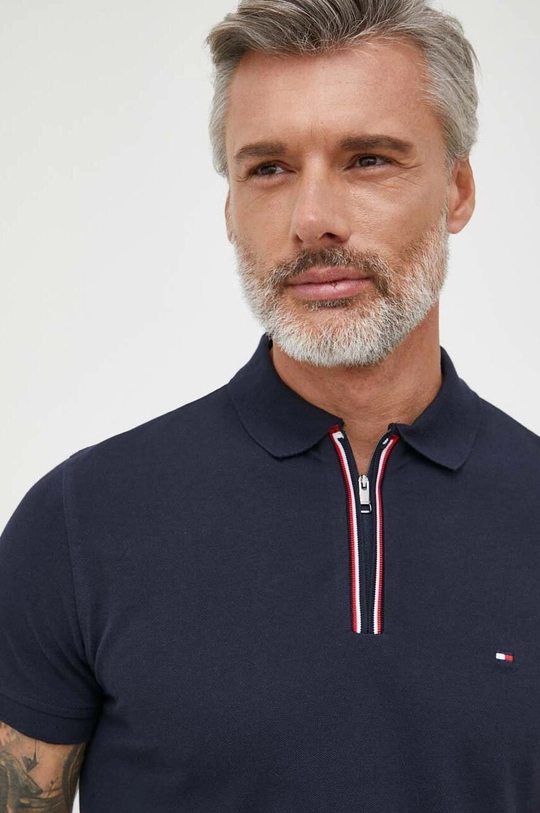 granatowy Tommy Hilfiger polo bawełniane