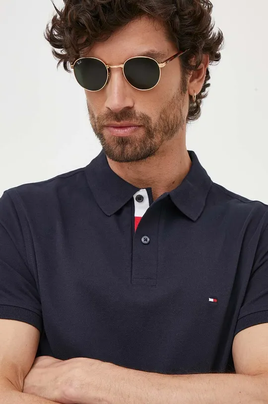 granatowy Tommy Hilfiger polo bawełniane