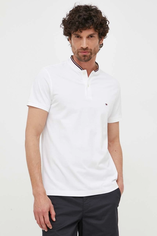 biały Tommy Hilfiger polo bawełniane