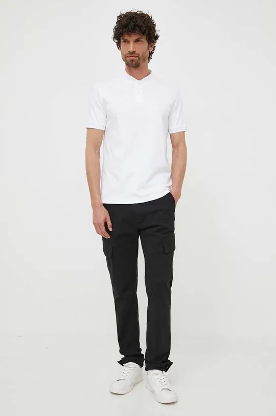 Βαμβακερό μπλουζάκι πόλο Calvin Klein λευκό