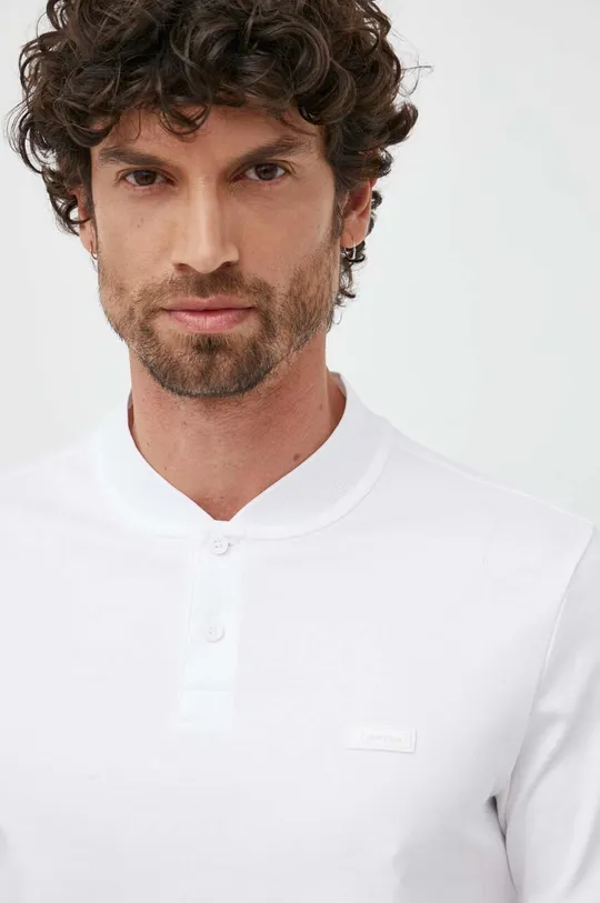 bijela Pamučna polo majica Calvin Klein