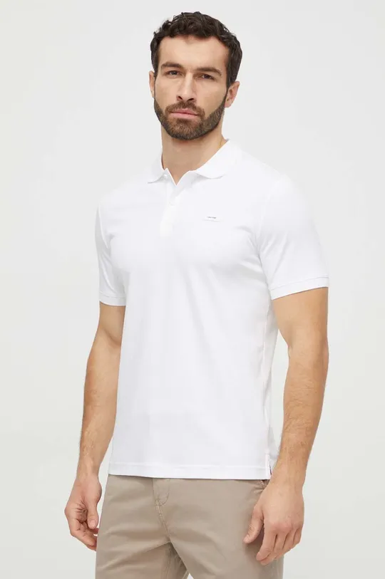 Bavlnené polo tričko Calvin Klein biela