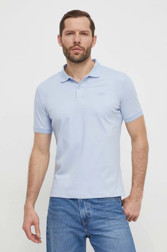 niebieski Calvin Klein polo bawełniane Męski