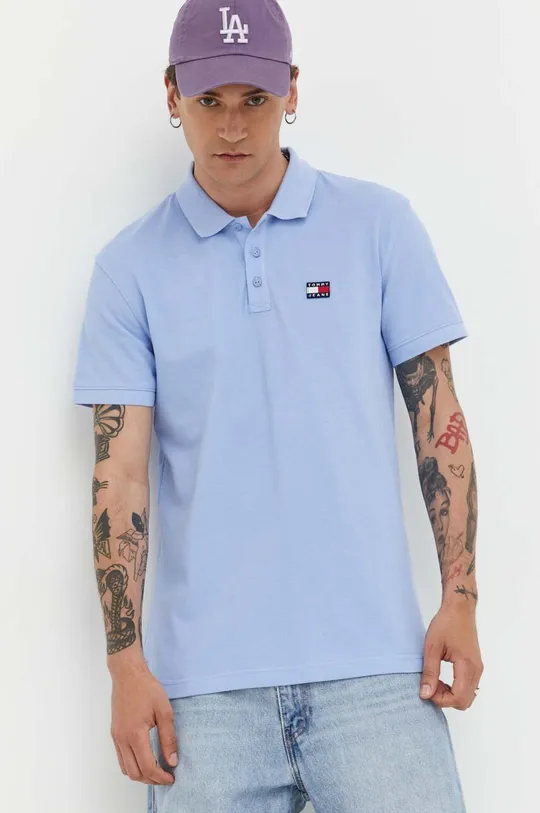 niebieski Tommy Jeans polo bawełniane