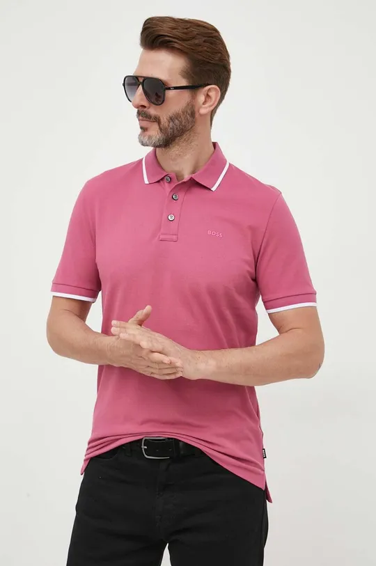 ροζ Βαμβακερό μπλουζάκι πόλο BOSS Ανδρικά