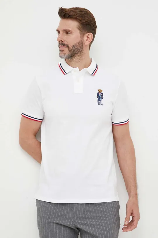 λευκό Βαμβακερό μπλουζάκι πόλο Polo Ralph Lauren Ανδρικά