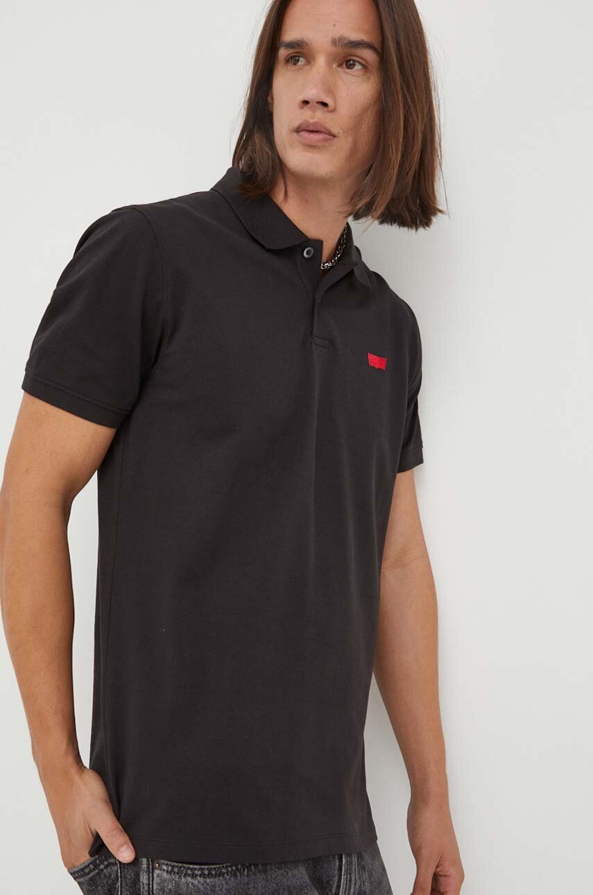 Levi's polo męski kolor czarny gładki | Answear.com