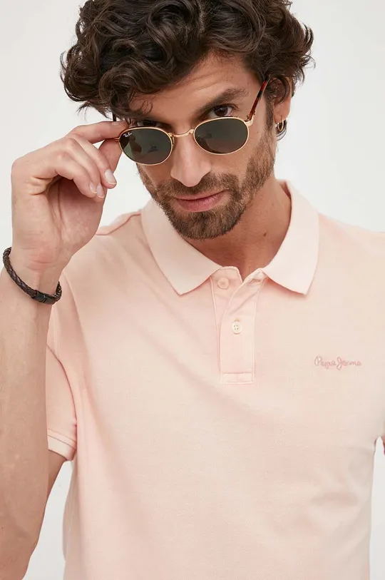 ροζ Βαμβακερό μπλουζάκι πόλο Pepe Jeans OLIVER