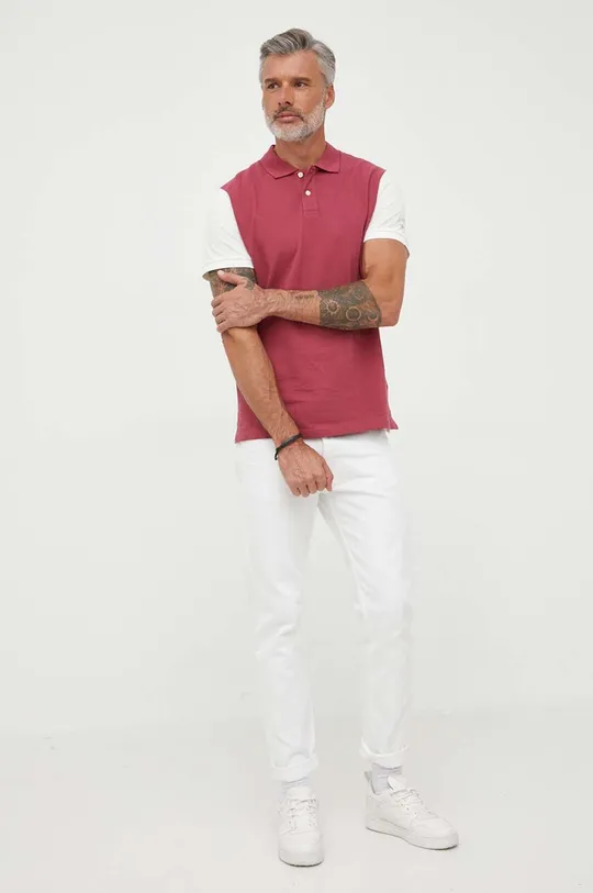 Βαμβακερό μπλουζάκι πόλο Pepe Jeans Londgford ροζ