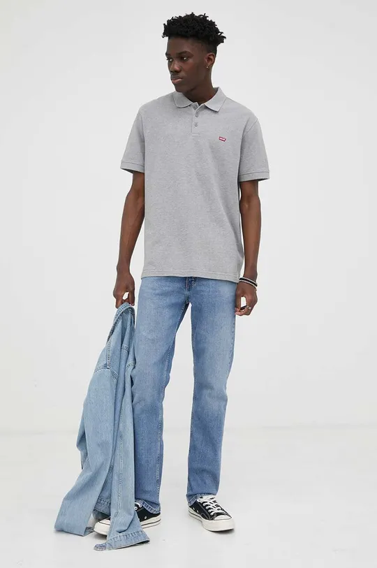 Pamučna polo majica Levi's siva