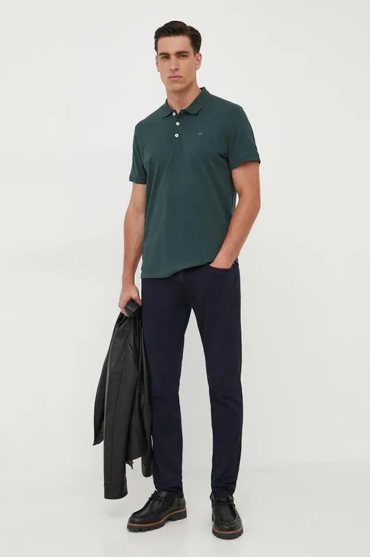 Βαμβακερό μπλουζάκι πόλο Pepe Jeans Jimmy πράσινο