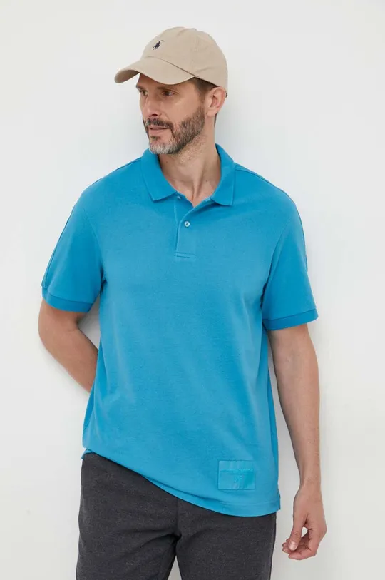 μπλε Βαμβακερό μπλουζάκι πόλο Armani Exchange Ανδρικά