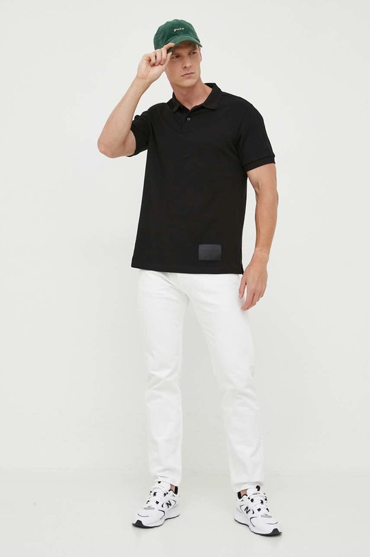 Armani Exchange polo bawełniane czarny