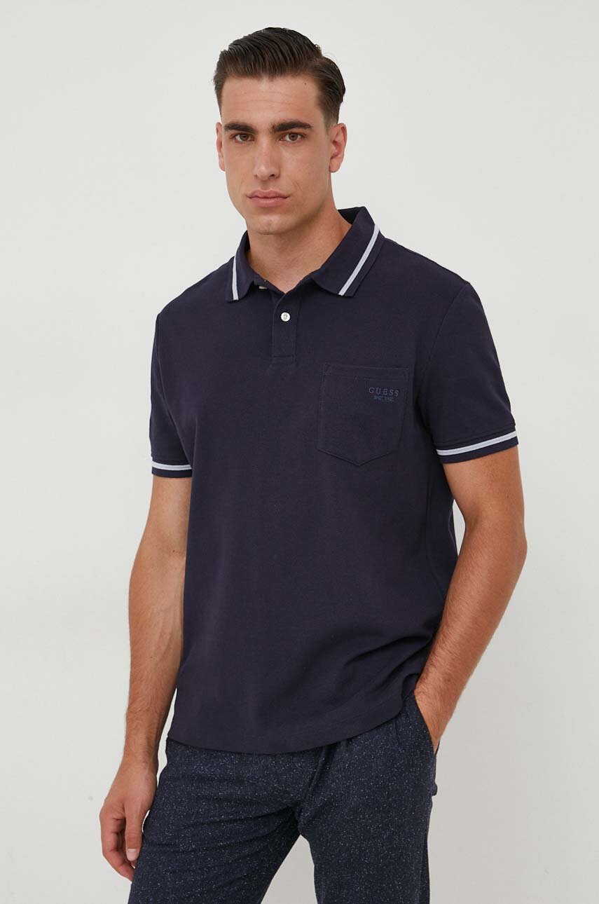 granatowy Guess polo bawełniane