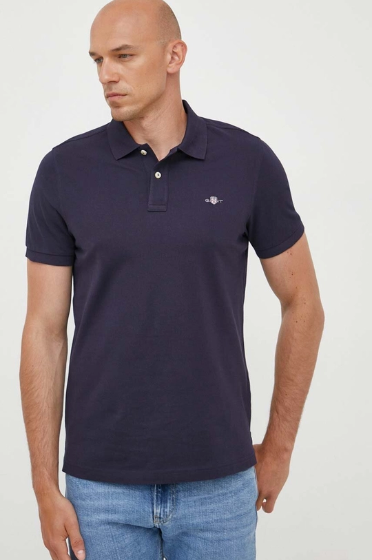 Gant polo in cotone semplice blu navy 2210.