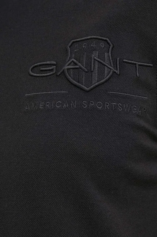 μαύρο Βαμβακερό μπλουζάκι πόλο Gant