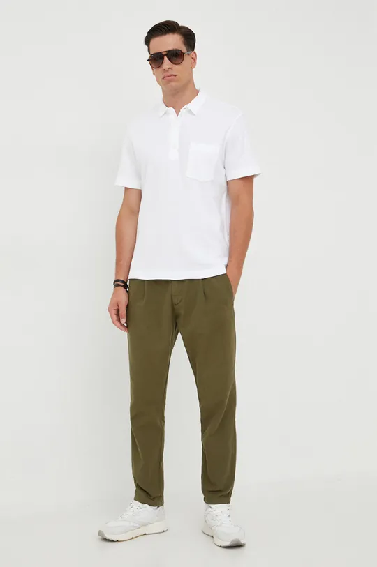 Βαμβακερό μπλουζάκι πόλο United Colors of Benetton λευκό