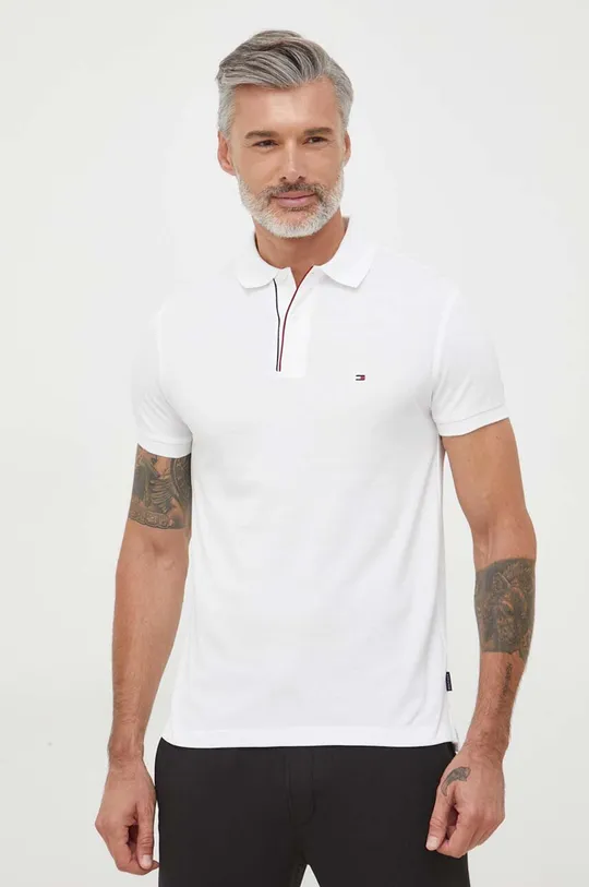 λευκό Βαμβακερό μπλουζάκι πόλο Tommy Hilfiger Ανδρικά