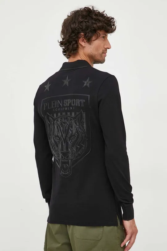 Bavlnené tričko s dlhým rukávom PLEIN SPORT čierna