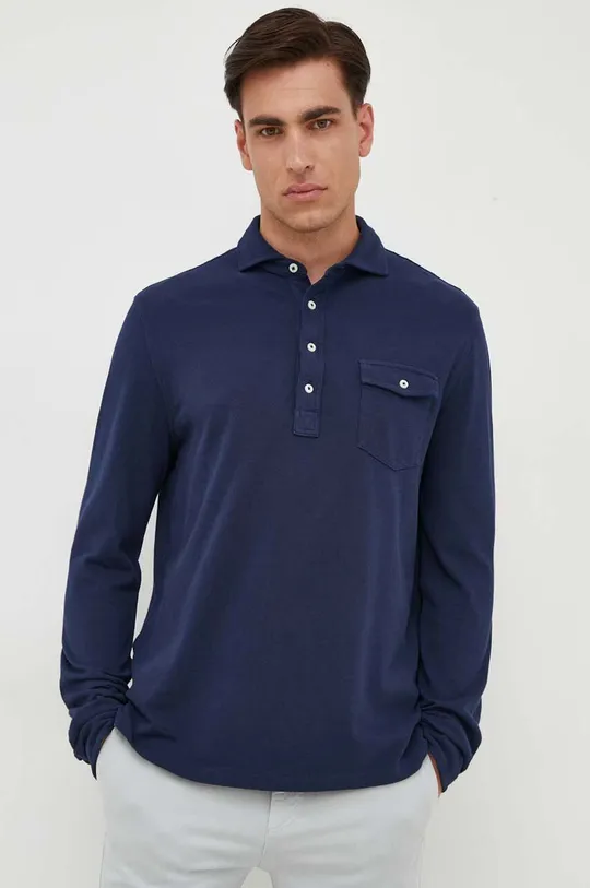 mornarsko modra Bombažna majica z dolgimi rokavi Polo Ralph Lauren Moški