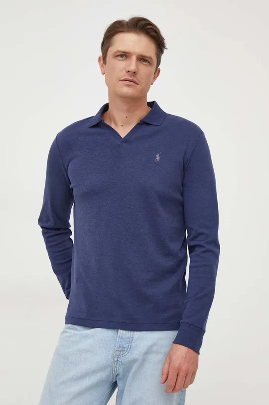 mornarsko modra Bombažna majica z dolgimi rokavi Polo Ralph Lauren