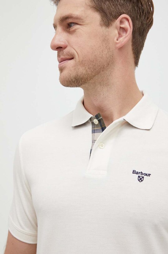Бавовняне поло Barbour колір бежевий однотонний | ANSWEAR.ua