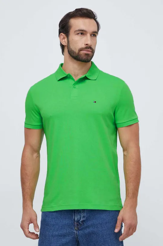 πράσινο Βαμβακερό μπλουζάκι πόλο Tommy Hilfiger Ανδρικά