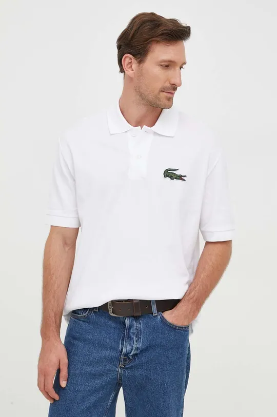 λευκό Βαμβακερό μπλουζάκι πόλο Lacoste Ανδρικά